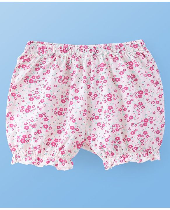 Pine Kids Cotton Lycra Knit Floral Printed Bloomers Pack of 3 (Colour May Vary)