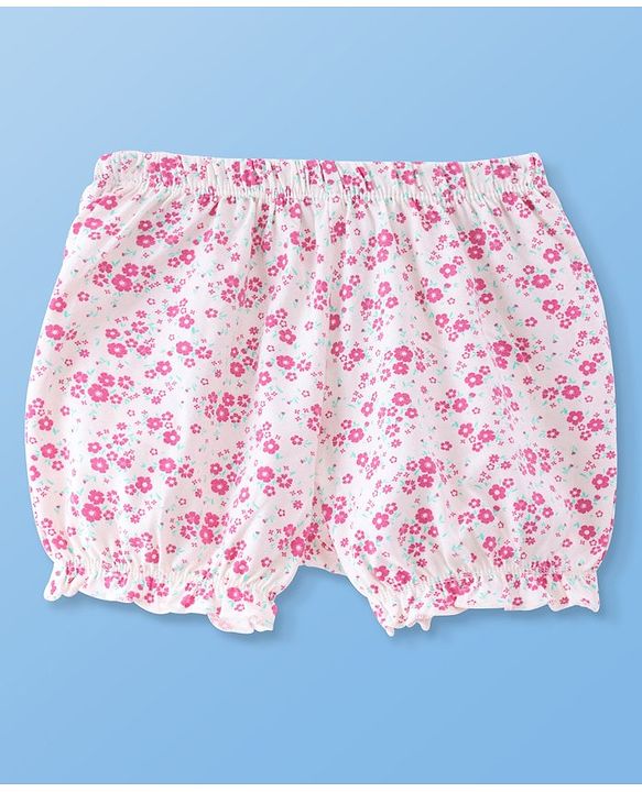 Pine Kids Cotton Lycra Knit Floral Printed Bloomers Pack of 3 (Colour May Vary)
