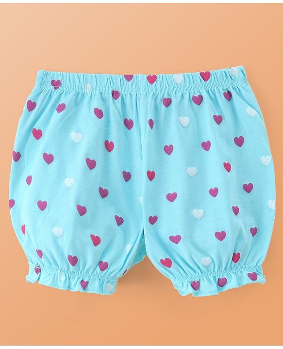 Pine Kids Cotton Lycra Knit Bloomers With Hearts Print Pack Of 3 (Colour May Vary)