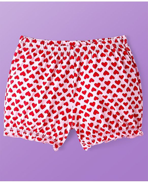 Pine Kids Cotton Lycra Knit Bloomer with Heart & Floral Print Pack of 3 - ( Color May Vary )