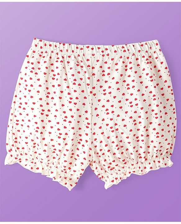 Pine Kids Cotton Lycra Knit Bloomer with Heart & Floral Print Pack of 3 - ( Color May Vary )