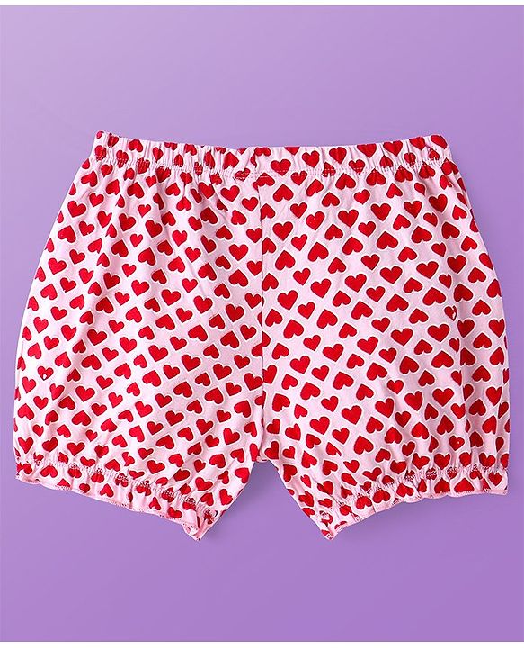 Pine Kids Cotton Lycra Knit Bloomer with Heart & Floral Print Pack of 3 - ( Color May Vary )