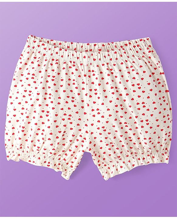Pine Kids Cotton Lycra Knit Bloomer with Heart & Floral Print Pack of 3 - ( Color May Vary )
