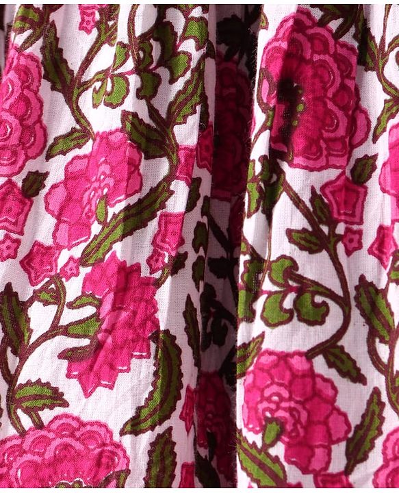 Babyhug Cotton Woven Three Fourth Floral Print Kurti Gharara Set With Dupatta - Dark Pink