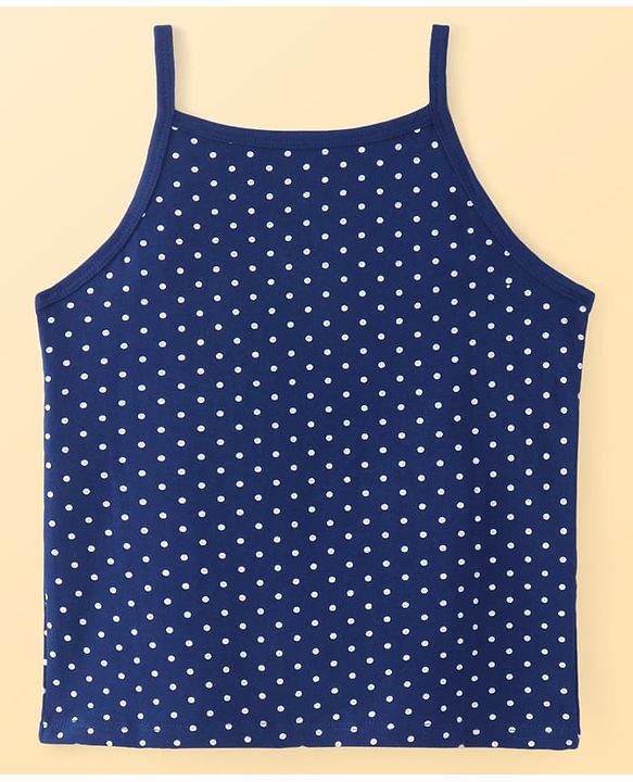 Pine Kids Cotton Lycra Sleeveless Solid Slips With Stripes & Polka Dot Print Pack of 3 (Color May Vary)