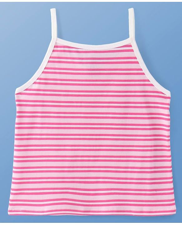 Pine Kids Cotton Lycra Sleeveless Solid Slips With Stripes & Polka Dot Print Pack of 3 (Color May Vary)