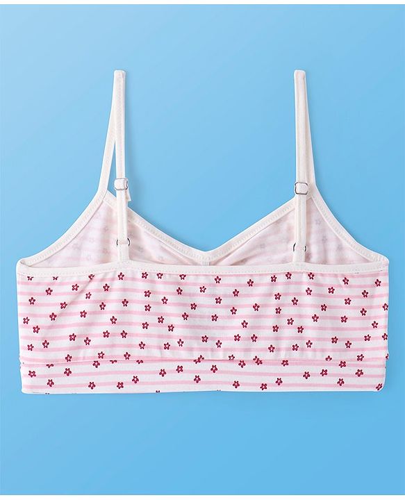Pine Kids Cotton Sleeveless Bralettes With Floral Print Pack of 3 (Colour May Vary)