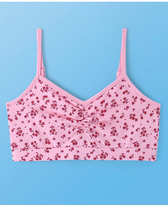 Pine Kids Cotton Sleeveless Bralettes With Floral Print Pack of 3 (Colour May Vary)