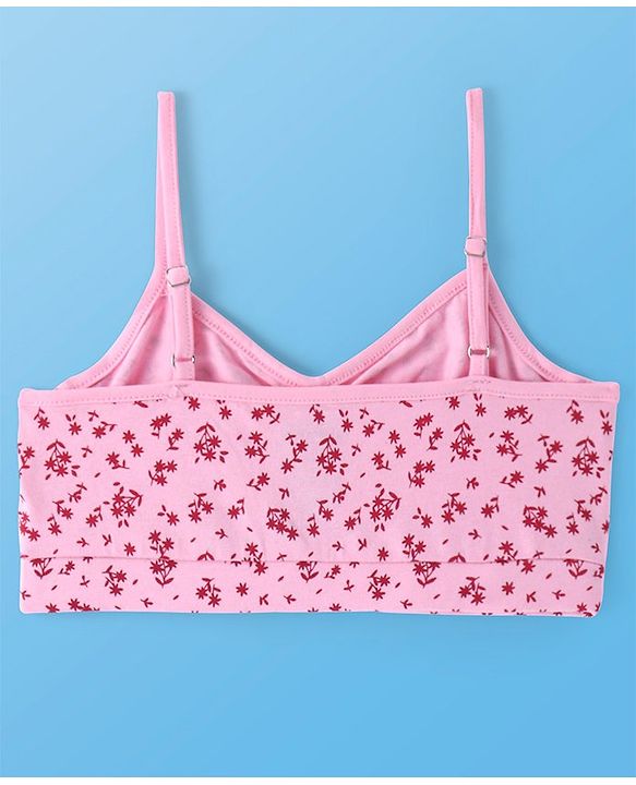 Pine Kids Cotton Sleeveless Bralettes With Floral Print Pack of 3 (Colour May Vary)