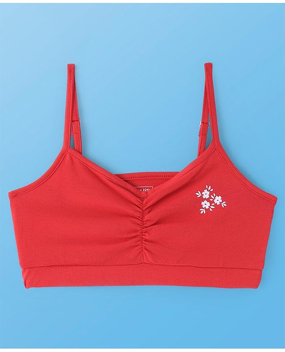 Pine Kids Cotton Sleeveless Bralettes With Floral Print Pack of 3 (Colour May Vary)
