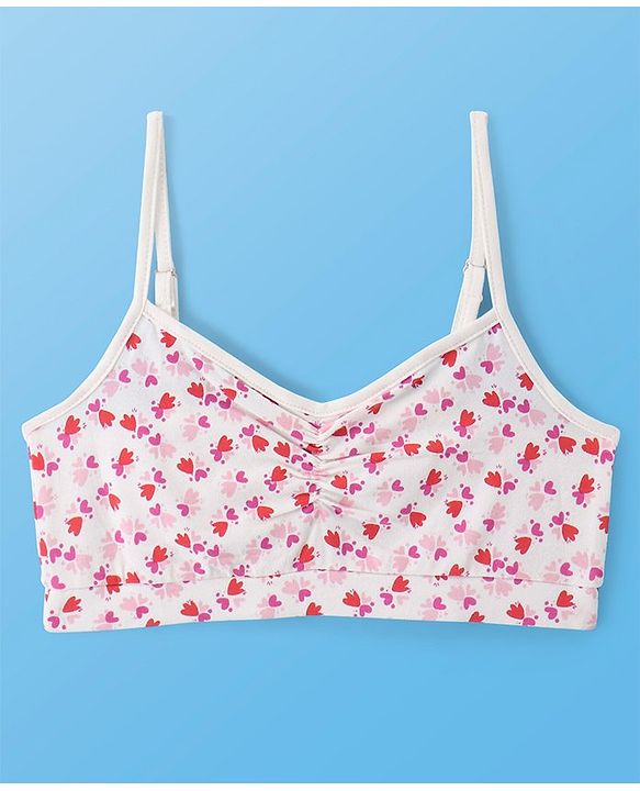 Pine Kids Cotton Knit Sleeveless Bralettes With Floral Print Pack of 3 (Colour May Vary)