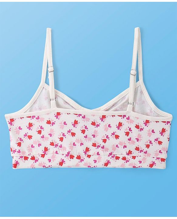 Pine Kids Cotton Knit Sleeveless Bralettes With Floral Print Pack of 3 (Colour May Vary)