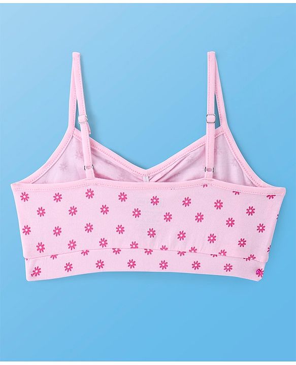 Pine Kids Cotton Knit Sleeveless Bralettes With Floral Print Pack of 3 (Colour May Vary)