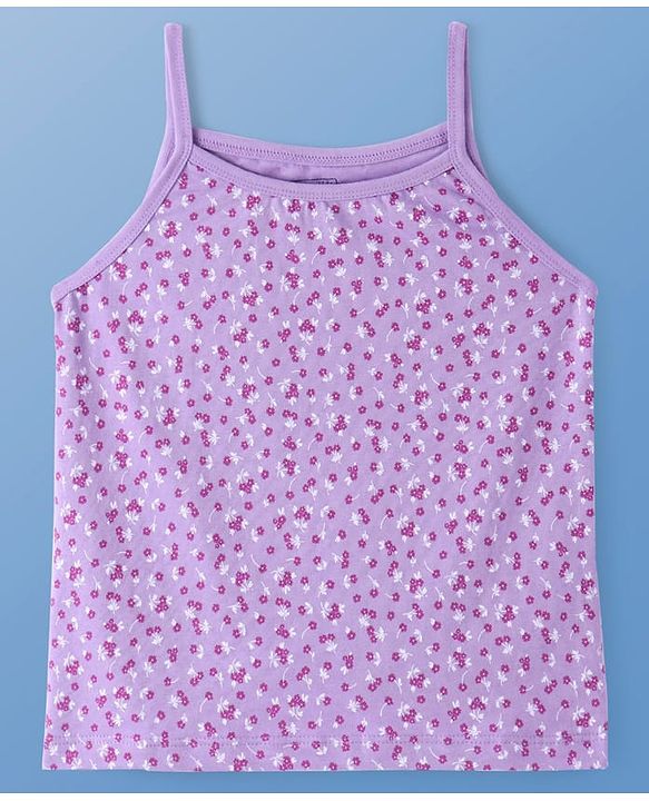 Pine Kids Cotton Lycra Knit Singlet Sleeves Slips With Floral Print Pack of 3 (Colour May Vary)