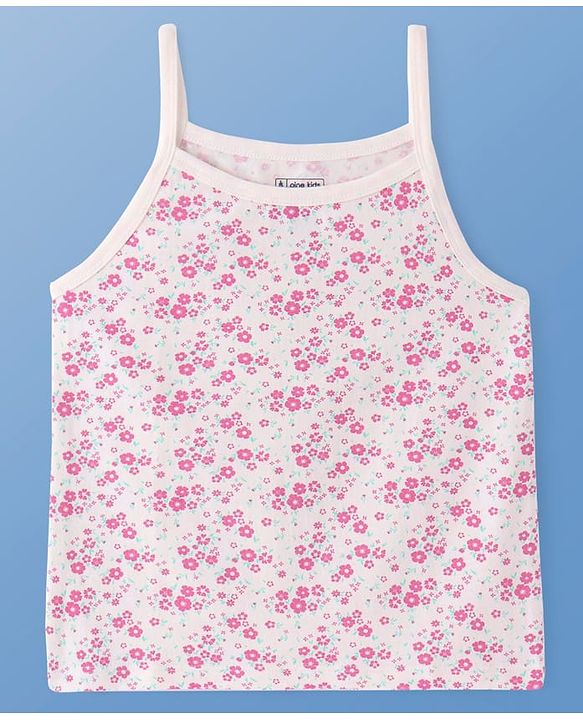 Pine Kids Cotton Lycra Knit Singlet Sleeves Slips With Floral Print Pack of 3 (Colour May Vary)