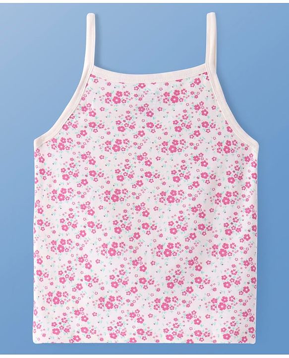 Pine Kids Cotton Lycra Knit Singlet Sleeves Slips With Floral Print Pack of 3 (Colour May Vary)
