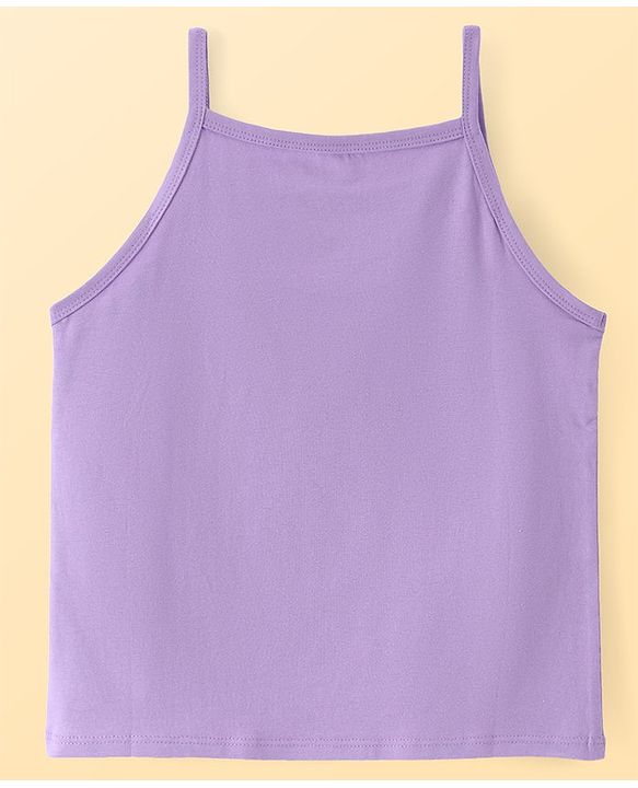 Pine Kids Cotton Knit Singlet Sleeves Slip With Heart Print Pack of 3 (Colour May Vary)