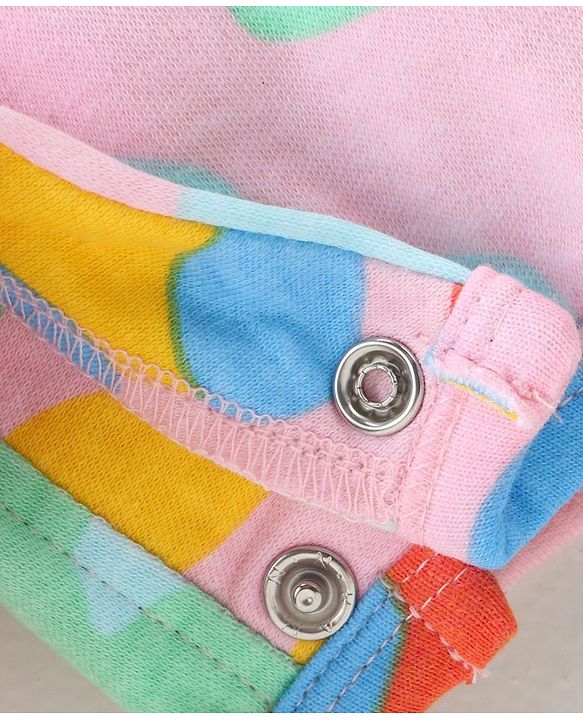 Babyhug Single Jersey Knit Dungaree  Half Sleeves T-Shirt with Text & Abstract Print - Multicolour