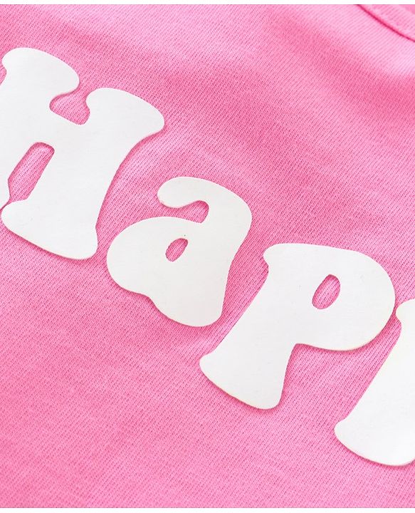 Babyhug Single Jersey Knit Dungaree  Half Sleeves T-Shirt with Text & Abstract Print - Multicolour