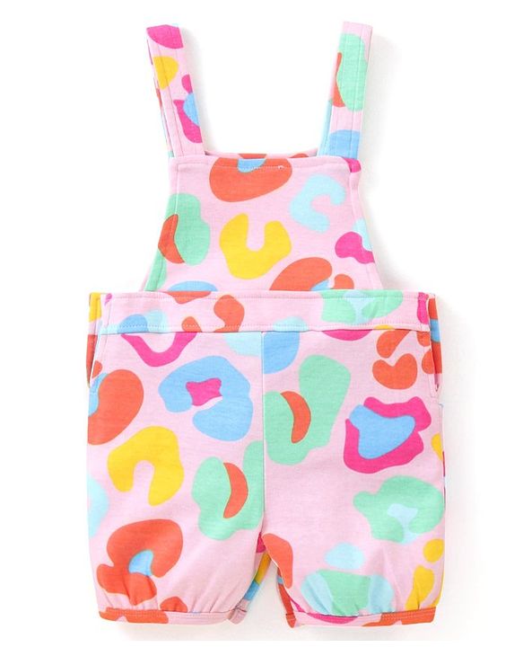 Babyhug Single Jersey Knit Dungaree  Half Sleeves T-Shirt with Text & Abstract Print - Multicolour