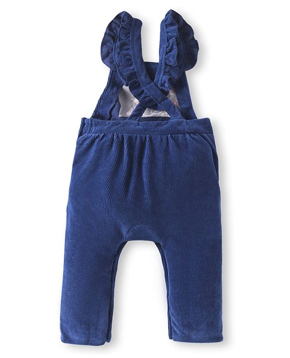 Babyhug Single Jersey Knit Dungaree & T-Shirt With Floral & Animal Embroidery - Pink & Navy