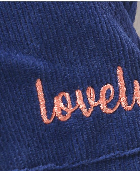 Babyhug Single Jersey Knit Dungaree & T-Shirt With Floral & Animal Embroidery - Pink & Navy