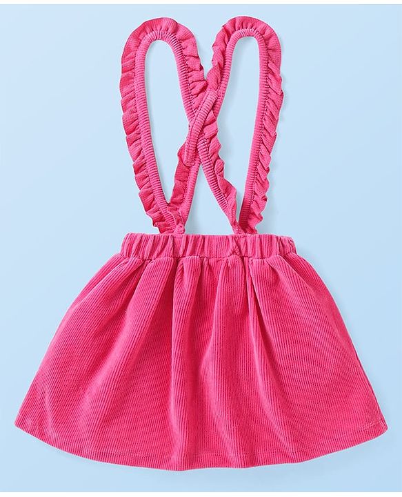 Babyhug Single Jersey Knit Full Sleeves Top & Skirt with Floral Print & Frill Detailing - Pink & White