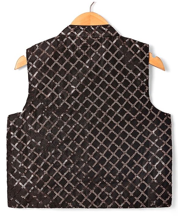 Babyhug Woven Full Sleeves Solid Colour Kurta Payjama Set with Sequinned  Embroidered Jacket - Black
