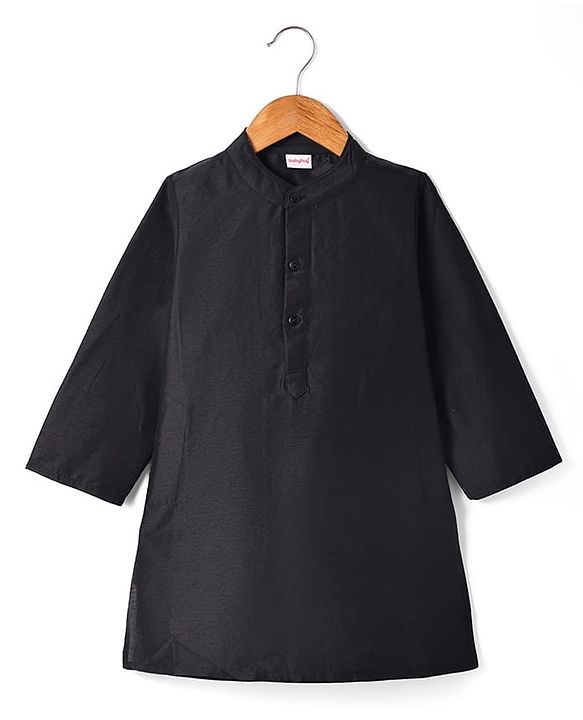 Babyhug Woven Full Sleeves Solid Colour Kurta Payjama Set with Sequinned  Embroidered Jacket - Black