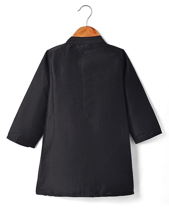 Babyhug Woven Full Sleeves Solid Colour Kurta Payjama Set with Sequinned  Embroidered Jacket - Black