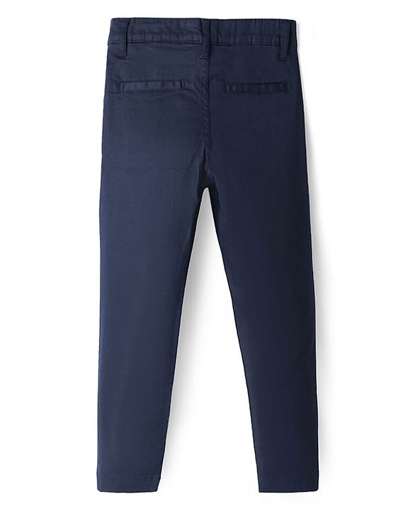 Pine Kids Cotton Woven Full Length Solid Trouser - Navy Blue