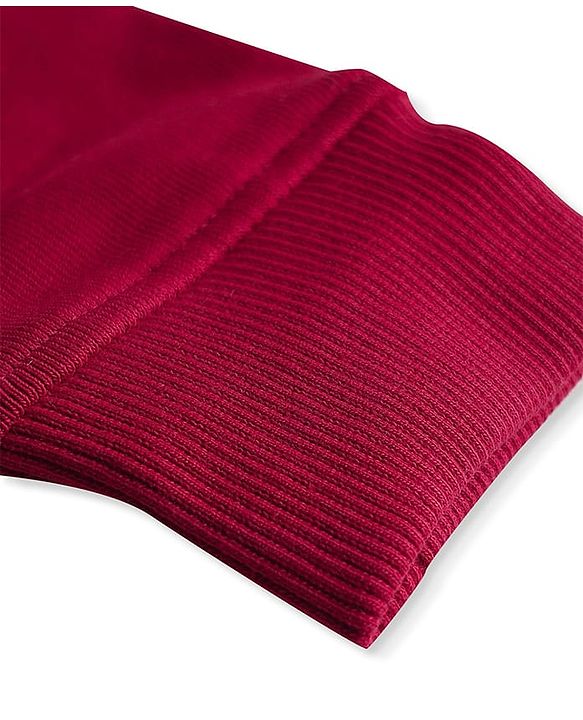 Pine Kids Cotton Knit Full Sleeves Cut & Sew Design Hooded Sweatshirt with Text Print - Maroon