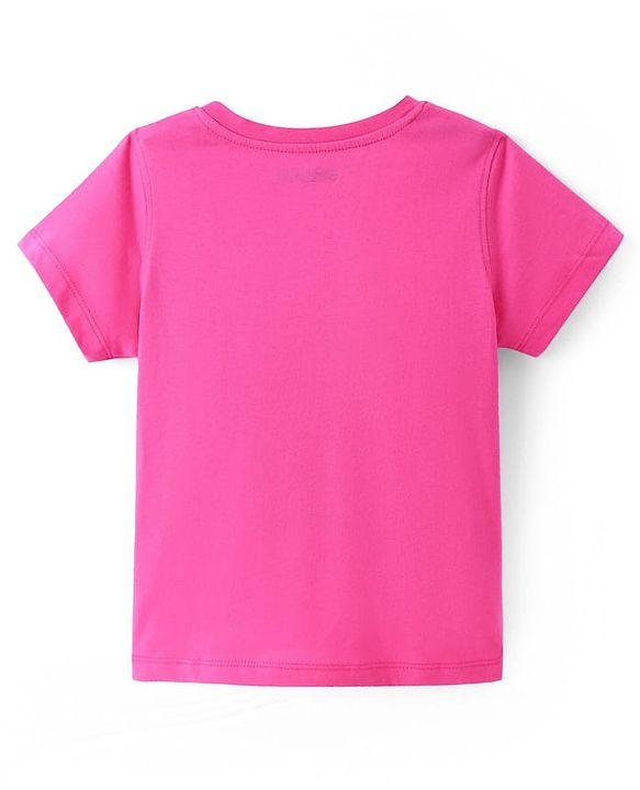 Pine Kids Cotton Knit Sleeveless Star Printed Frock With Text Printed Inner Tee - Dark Pink