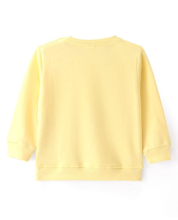Babyhug Cotton Knit Full Sleeves Sweatshirt with Unicorn Design - Yellow