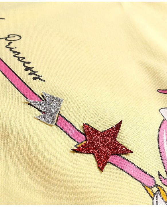 Babyhug Cotton Knit Full Sleeves Sweatshirt with Unicorn Design - Yellow