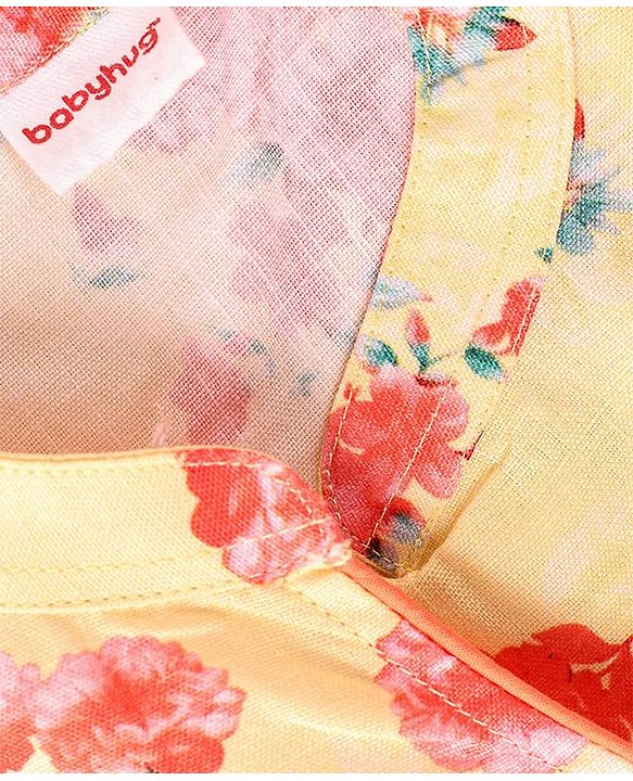 Babyhug Cambric Woven Full Sleeves Floral Printed Kurta Dhoti Set - Yellow & Orange