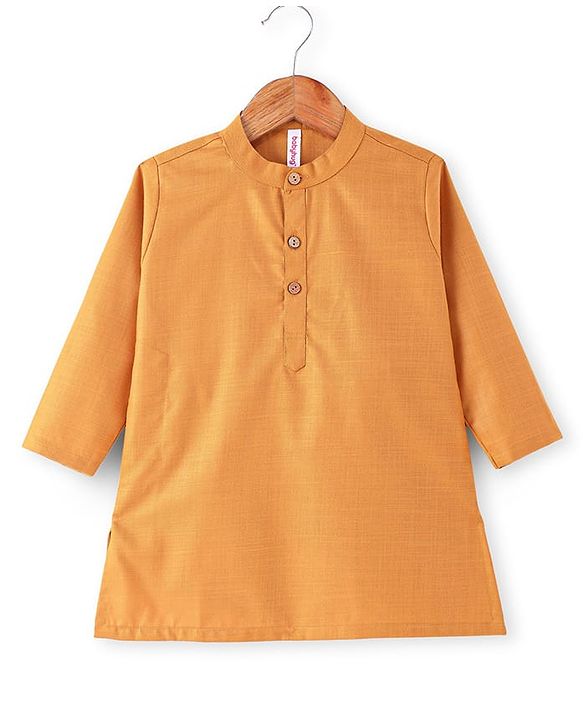 Babyhug Cotton Woven Full Sleeves Kurta & Pajama Set with Embroidered Jacket - Orange