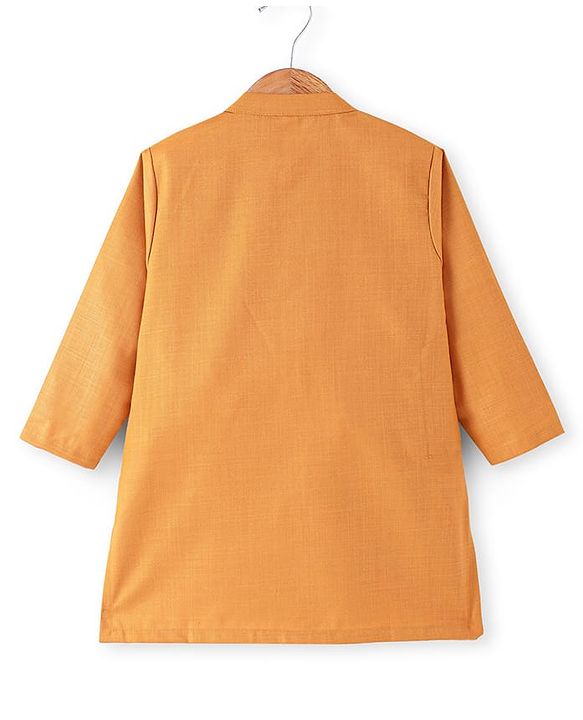 Babyhug Cotton Woven Full Sleeves Kurta & Pajama Set with Embroidered Jacket - Orange