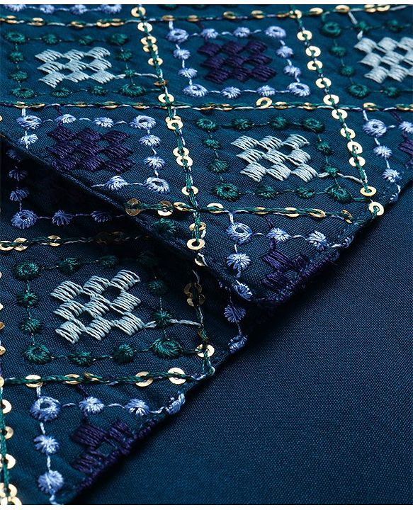 Babyhug Woven Full Sleeves Solid Colour Kurta & Pyjama Set with Embroidered  Jacket - Dark  Green