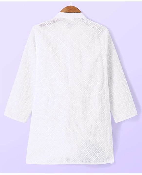 Babyhug Cotton Woven Full Sleeves Solid Embroidered Kurta Pyjama Set - White