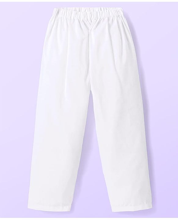 Babyhug Cotton Woven Full Sleeves Solid Embroidered Kurta Pyjama Set - White