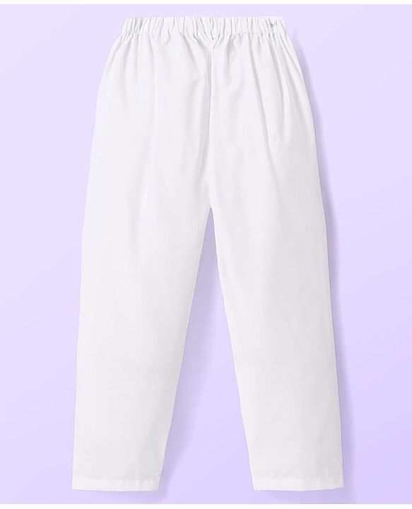 Babyhug Cotton Woven Full Sleeves Solid Embroidered Kurta Pyjama Set - White