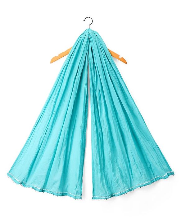 Babyhug Cotton Woven Three Fourth Sleeves Kurti Salwar Set with Dupatta & Floral Print - Aqua Blue