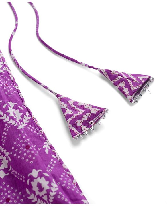 Babyhug Cotton Woven Half Sleeves Lehenga Choli Set With Floral Print & Dupatta - Purple