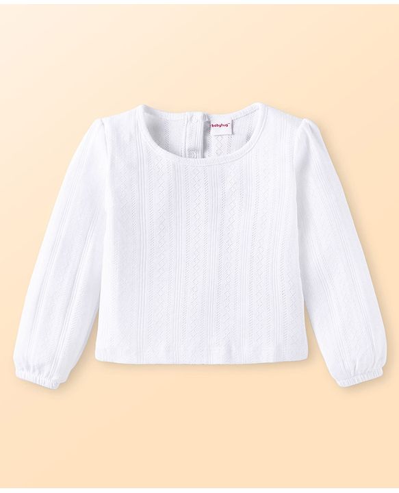 Babyhug Single Jersey Knit Full Peasant Sleeves T-Shirt & Floral Printed Top with Jeans -  White Navy Blue