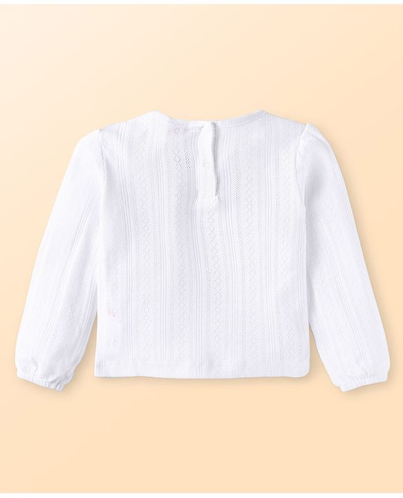 Babyhug Single Jersey Knit Full Peasant Sleeves T-Shirt & Floral Printed Top with Jeans -  White Navy Blue