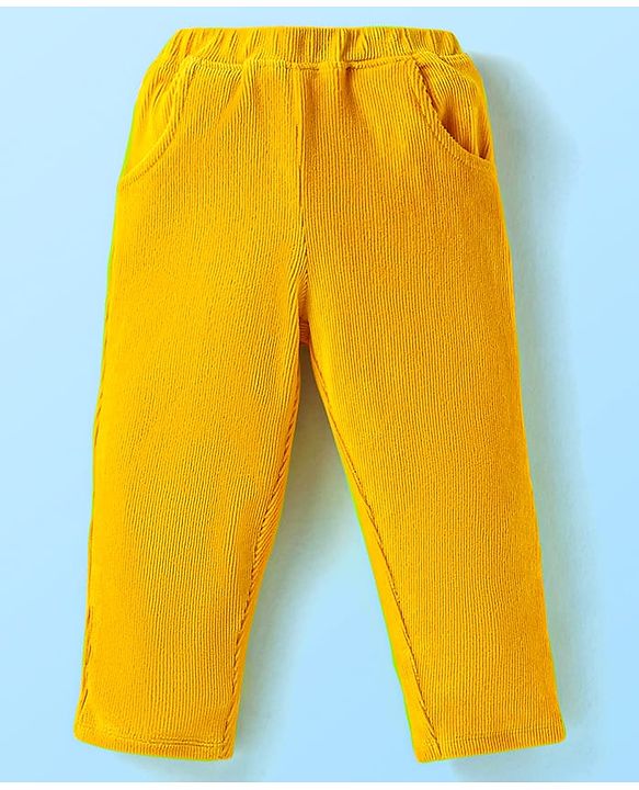 Babyhug Single Jersey Knit Full Sleeves Floral Printed Top & Pants Set - Yellow & White