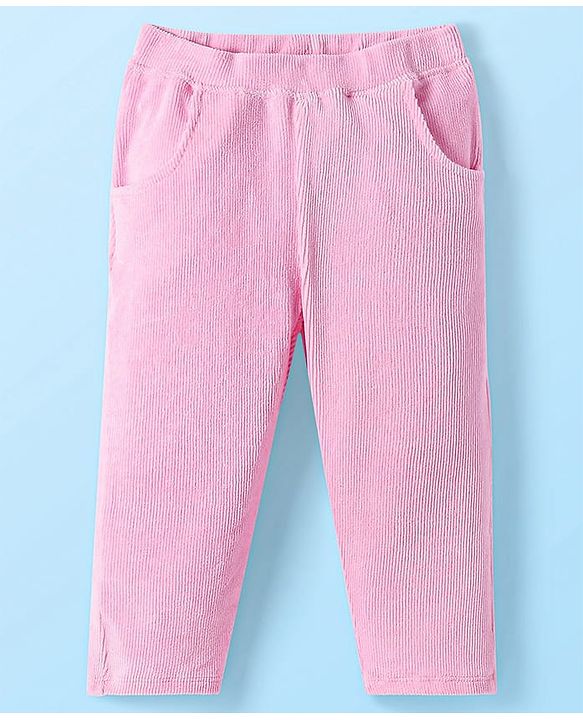 Babyhug Single Jersey Knit Full Sleeves Top & Lounge Pant Set With Floral Printed Frock & Bow Applique - Navy Blue White & Pink