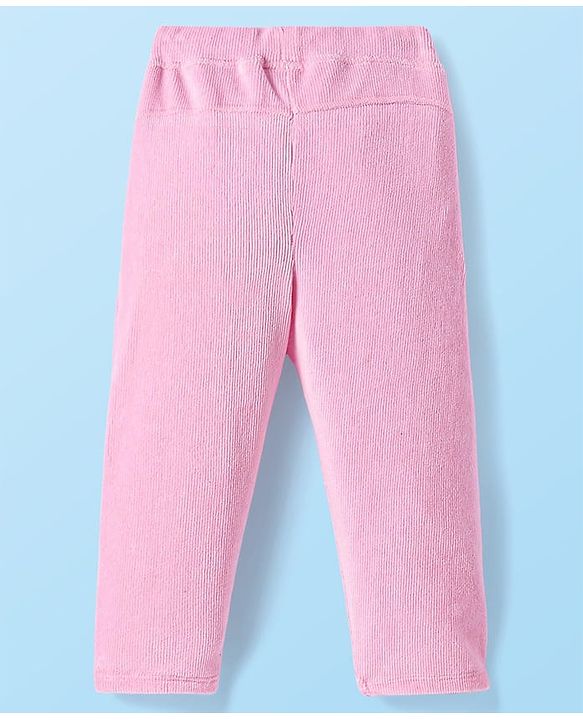 Babyhug Single Jersey Knit Full Sleeves Top & Lounge Pant Set With Floral Printed Frock & Bow Applique - Navy Blue White & Pink