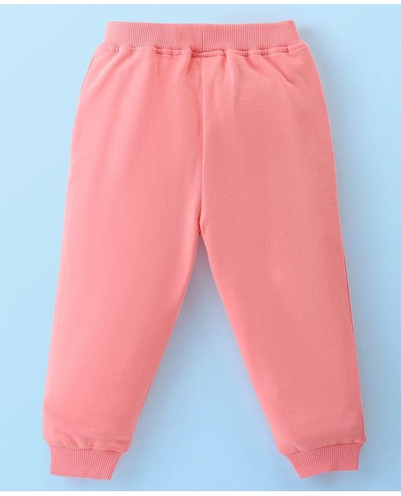 Babyhug Single Jersey Knit Full Sleeves Tee & Pant Set with Floral Print - White & Pink